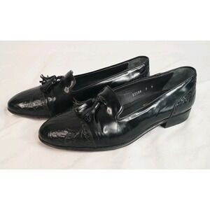 Ferrini Men's Loafers‎ Tassel Genuine Leather Shoes Size 7W Black